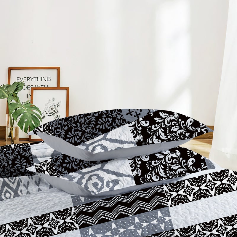 Turquoise Floral Print Quilt Cover Set King Size 3 Pieces Bedspread Set Soft Breathable Comfortable Bedding For Bedroom Dorm Room Decor - Image 5