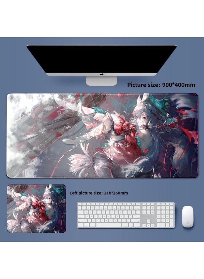 Unlocked Anime Mouse Pad Extra Large Two-Dimensional Gaming Office Keyboard Pad Long Style-Color:60x30cm Thickness 3mm-Pattern:Water Dance Neon Clothes  - Image 1