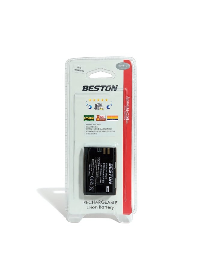 بيستون بطارية بستون لكاميرات كانون LP-E6: بطارية قابلة لإعادة الشحن موثوقة مصممة لكاميرات كانون التي تستخدم بطارية LP-E6. - Image 4