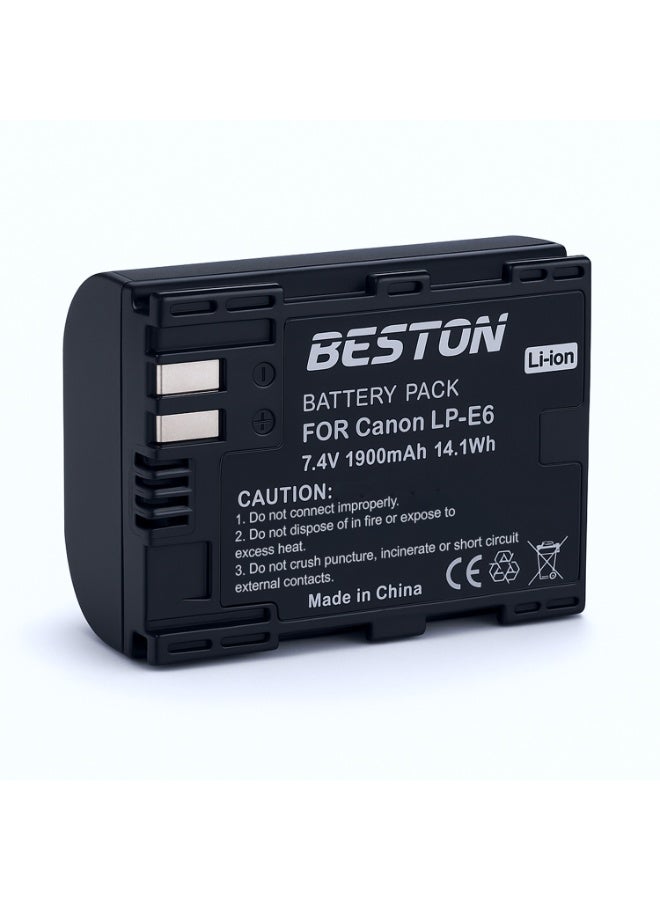 بيستون بطارية بستون لكاميرات كانون LP-E6: بطارية قابلة لإعادة الشحن موثوقة مصممة لكاميرات كانون التي تستخدم بطارية LP-E6. - Image 1