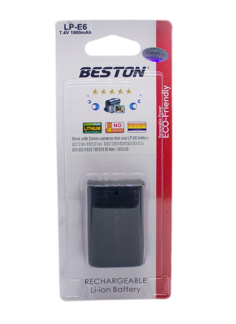 BESTON - Beston Battery for Canon LP-E6: Reliable rechargeable battery designed for Canon cameras utilizing LP-E6. - Image 1