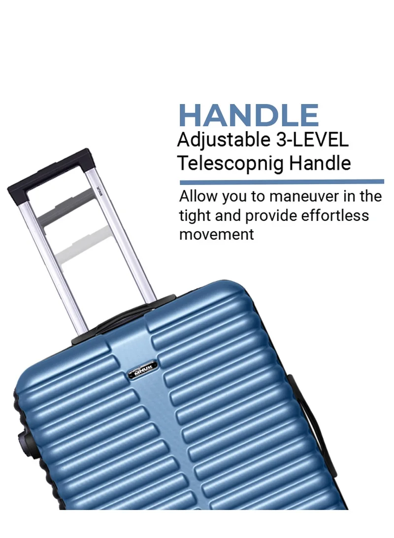 MNUK Destiny Checked Luggage | Hardside Soft Handle Trolley with TSA Lock| 360° 4 Wheeler| Large-28 Inch, Blue
