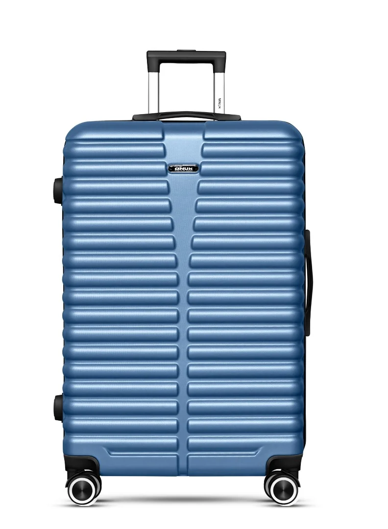 MNUK Destiny Checked Luggage | Hardside Soft Handle Trolley with TSA Lock| 360° 4 Wheeler| Large-28 Inch, Blue