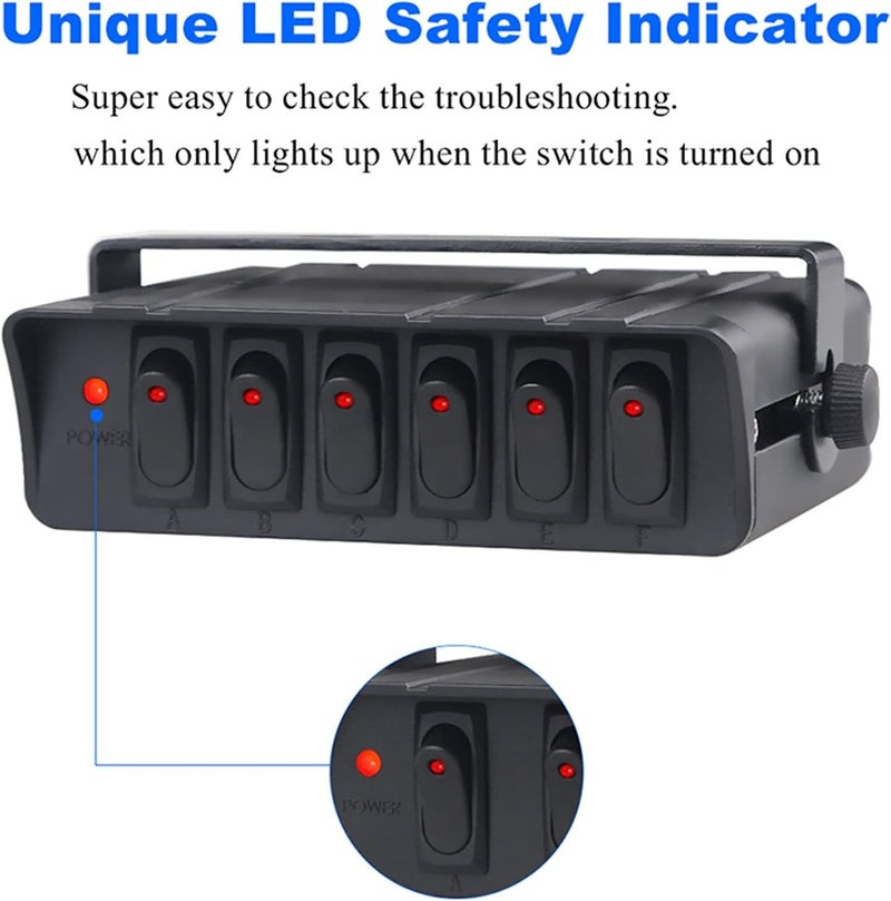 Wivplex 4 Gang Rocker Switch Panel with Indicator Light - Image 2