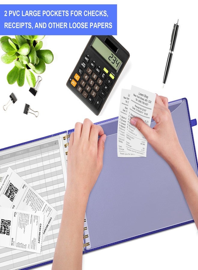 HAUTOCO Hardcover Accounting Ledger Book for Small Business Bookkeeping Horizontal Money Expense Tracker Notebook with 2 Storage Pouch, Personal Columnar Log Journal 10.78 x 8'', Navy Blue - Image 5