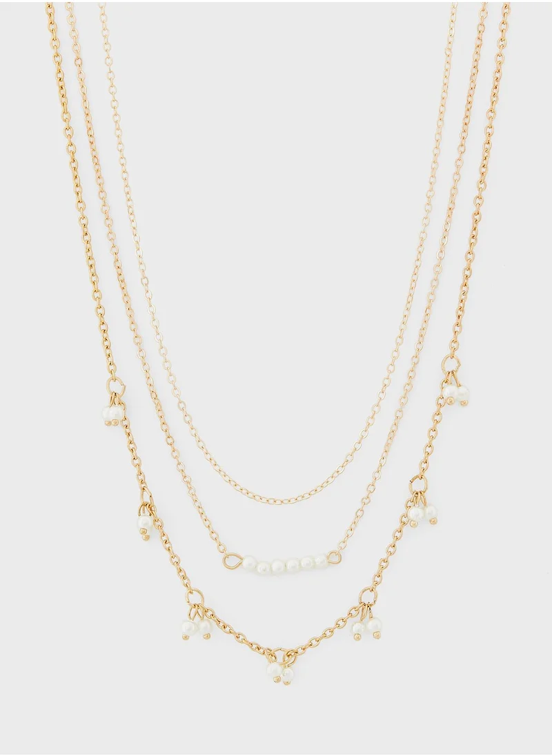 ELLA Pearl Detail Layered Necklace