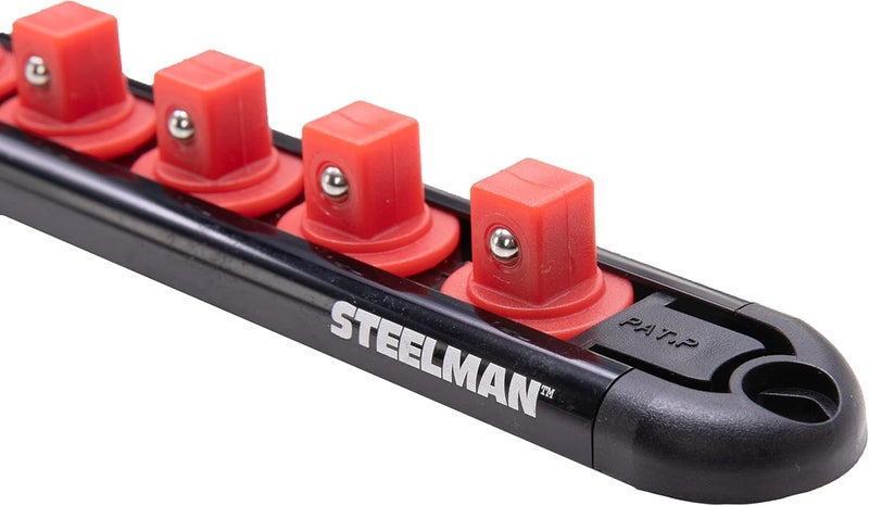 Steelman Socket Rail Organizer, 3/8-inch Drive, Holder features 11 Durable Spring-Loaded Posts, Magnetic Backing for Storage - Image 3