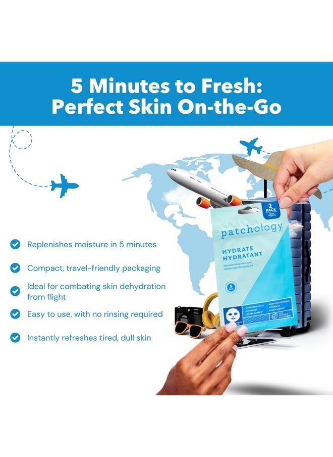 Patchology Patchology Hydrate FlashMasque Facial Sheet Mask with Hyaluronic Acid - Face Mask Skincare Sheet for Men & Women to Moisturize & Hydrate Skin in 5 Minutes - Facial Sheet Moisturizer (2 Count)  - Image 2