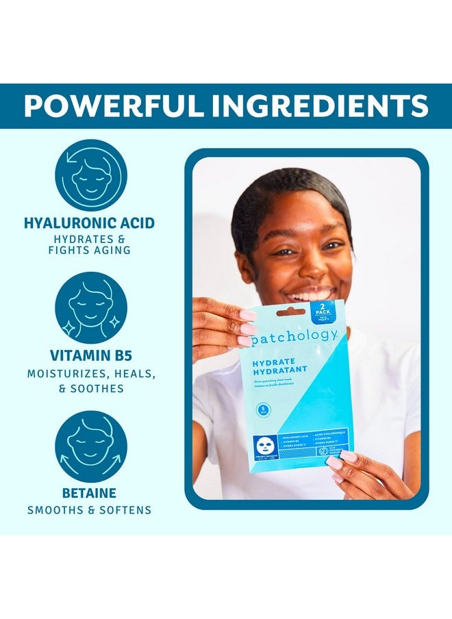 Patchology Patchology Hydrate FlashMasque Facial Sheet Mask with Hyaluronic Acid - Face Mask Skincare Sheet for Men & Women to Moisturize & Hydrate Skin in 5 Minutes - Facial Sheet Moisturizer (2 Count)  - Image 3