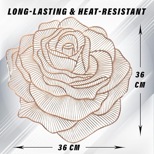 Kuber Industries Rose Design Soft Leather Table Mats, Dining Table Mats, Set of 4 (Gold)-50KM01301 - Image 3