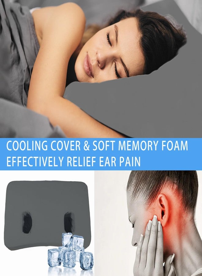 GIVANLEE Piercing Pillow for Side Sleepers,Ear Holes Pillow with Memory Foam & Cool Cover for Side Sleeping Ear Pain Relief (4" Thickness,Two Holes 23.62"x14.17" Grey) - Image 3