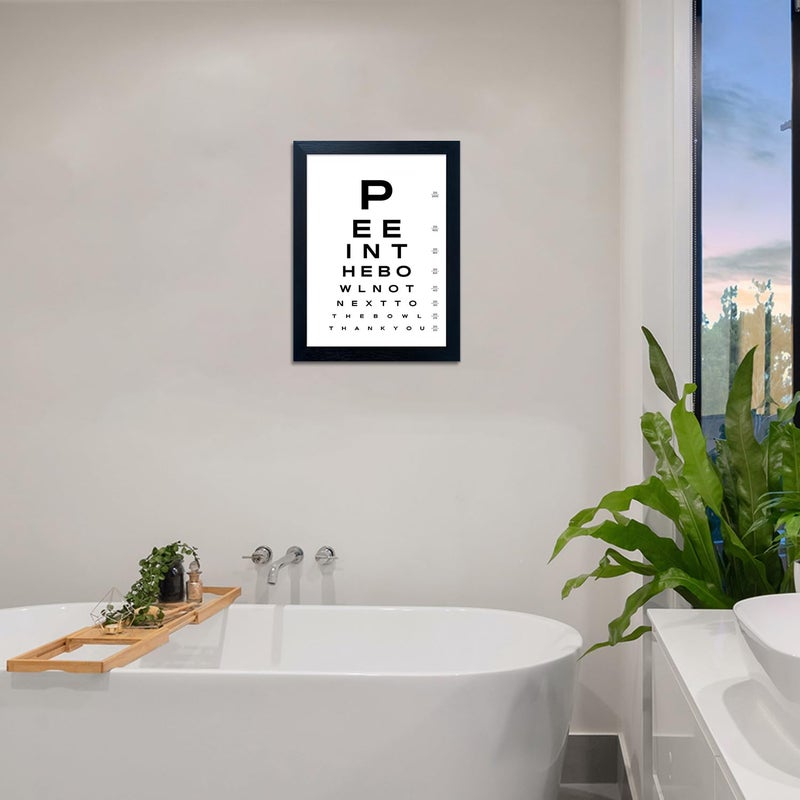 AIANHUA Funny Bathroom Signs Framed Black and White Bathroom Wall Decor Eye Chart Wall Art Humor Canvas Print Poster Fun Toilet Decor - Image 5