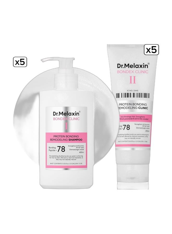 Dr. Melaxin Dr.Melaxin Bondex Protein Bonding Remodeling Shampoo with Argan Oil | Strengthening Keratin & Peptides Bonder | Repair Hair | 13.52 fl.oz. & Dr.Melaxin Bondex Remodeling Salon Bonding Treatment | Deep Repair for Bleached & Damaged Hair with Bonding Peptides + Argan Oil Bundle - Image 1