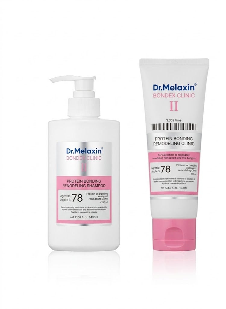 Dr. Melaxin Dr.Melaxin Bondex Protein Bonding Remodeling Shampoo with Argan Oil | Strengthening Keratin & Peptides Bonder | Repair Hair | 13.52 fl.oz. & Dr.Melaxin Bondex Remodeling Salon Bonding Treatment | Deep Repair for Bleached & Damaged Hair with Bonding Peptides + Argan Oil Bundle - Image 1