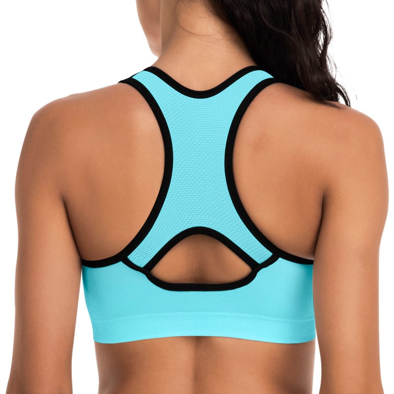 BHRIWRPY Racerback Sports Bras for Women with Pads - High Impact Athletic Tank Tops for Yoga and Workout Brassieres Bra - Image 3