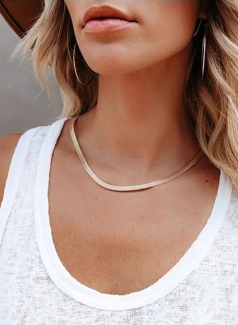 لاكجيريا قلادة سلسلة ثعبان ذهبية مطلية بالفولاذ المقاوم للصدأ عيار 18 قيراط مجوهرات قلادة ذهبية مكتنزة للنساء - Image 1