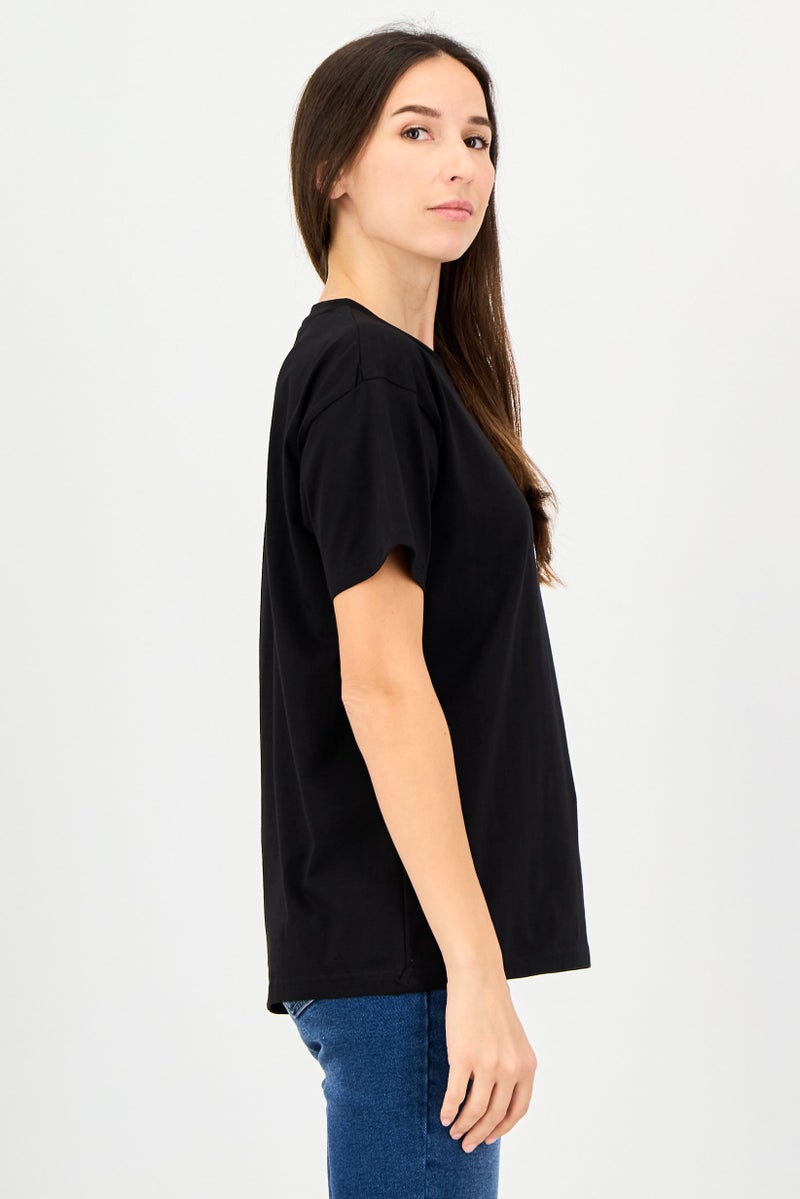 Hello Kitty Women Crew Neck Short Sleeve Graphic Printed T-Shirt, Black - Image 4