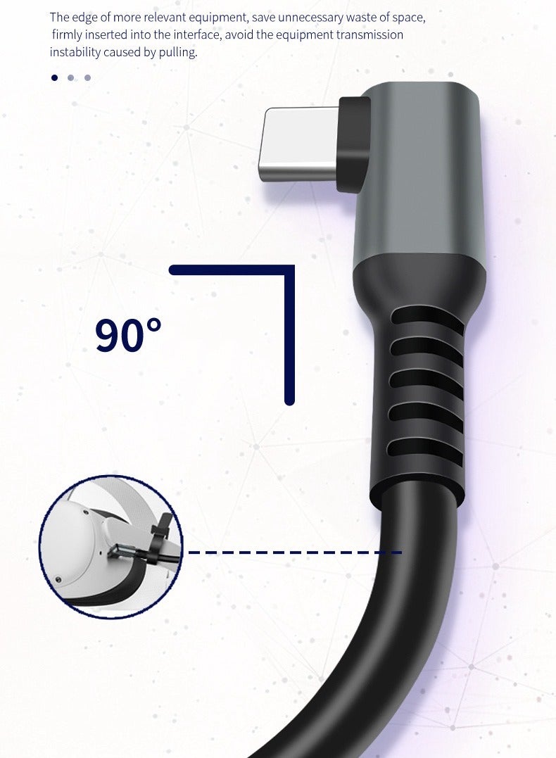 Link Cable for Meta Quest Pro/Oculus Quest 2 Cable for PC Gaming and Charging, High Speed Data Transfer & Fast Charger Cord Angled Type C USB3.2 Gen1 to USB Type A Power Cable (3M Black)  - Image 5