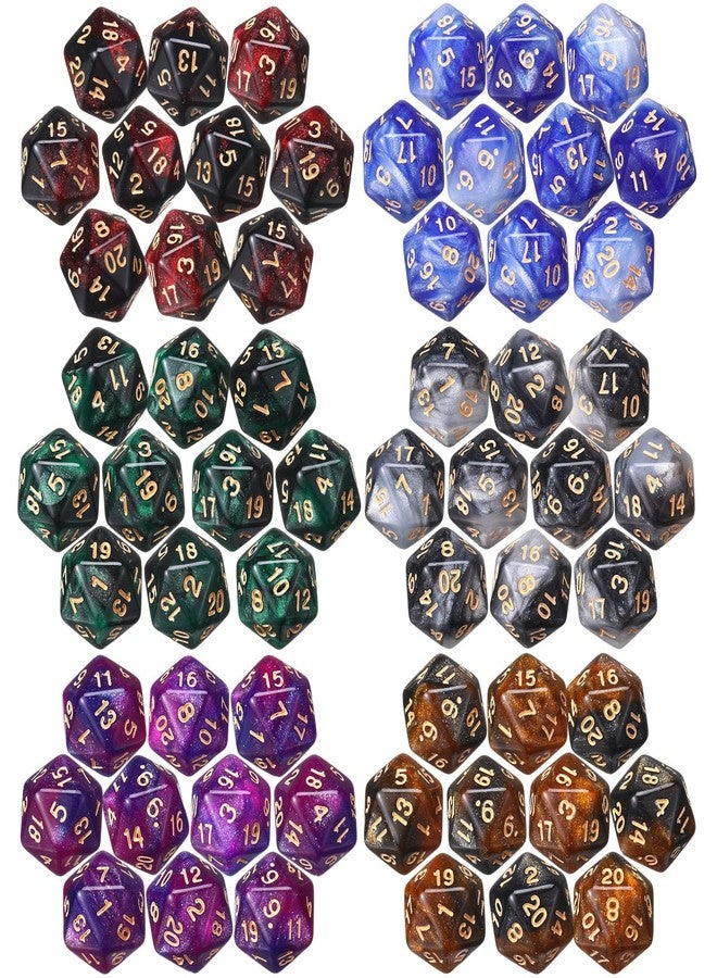 Seenelling 60 Pieces D20 Polyhedral Dice Set 20 Sided Game Dice Mixed Color Assortment D20 Set for RPG, Table Games(Retro Color) - Image 1