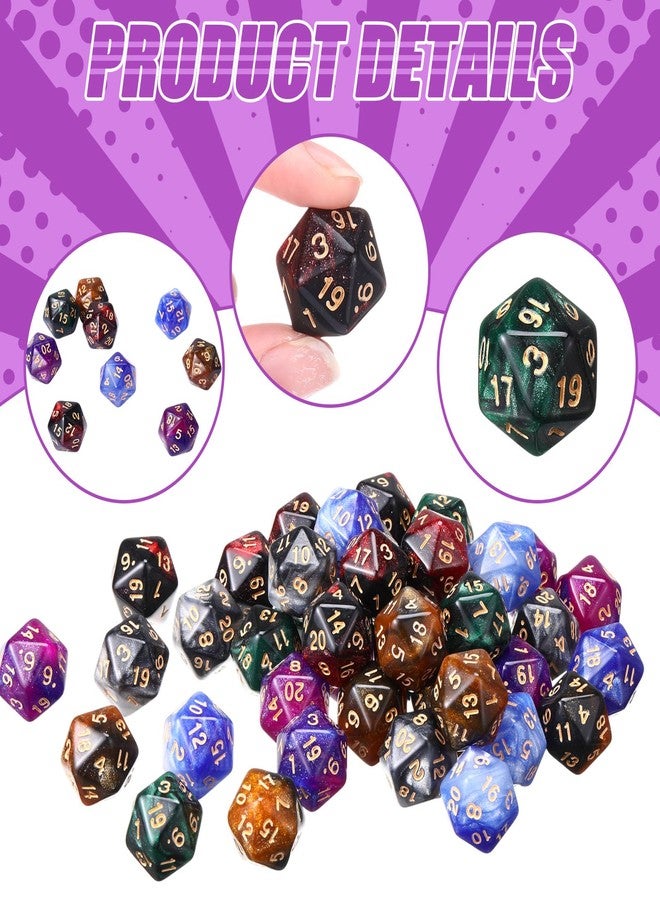 Seenelling 60 Pieces D20 Polyhedral Dice Set 20 Sided Game Dice Mixed Color Assortment D20 Set for RPG, Table Games(Retro Color) - Image 5