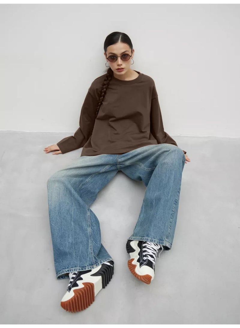 NIBEMINENT Basic Thick Cotton T Shirts Women Autumn Long Sleeves Loose Bottom Ladies Casual Knitted Soft Woman Clothing - Image 2