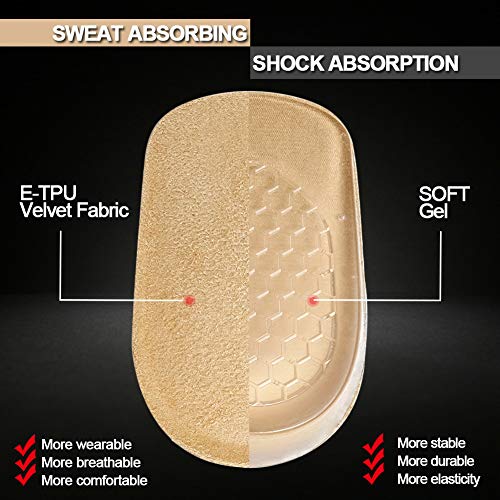 Ailaka 2 Pairs Gel Height Increase Insole, Invisible Heel Lift Inserts, Elastic Shock Absorption Pads 3 Heights for Men & Women - Image 2