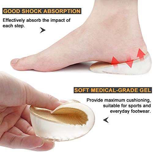 Ailaka 2 Pairs Gel Height Increase Insole, Invisible Heel Lift Inserts, Elastic Shock Absorption Pads 3 Heights for Men & Women - Image 3