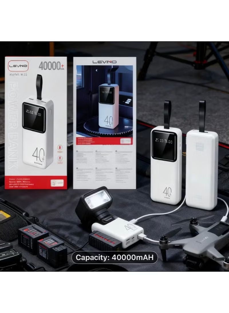 ليفينو N23 بنك طاقة 40000 مللي أمبير مع شاشة LED ومخرجي USB مزدوجين وشحن سريع 5 فولت/2 أمبير أسود - Image 2