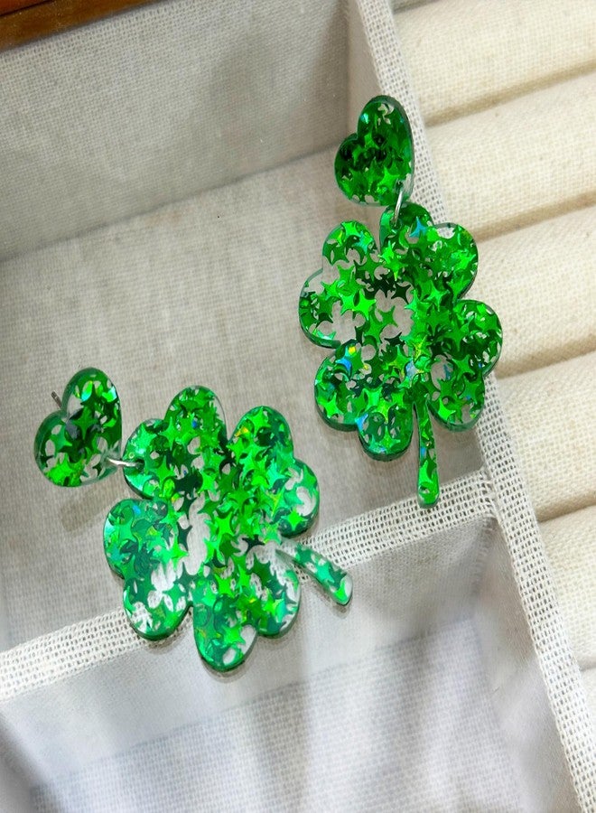 DOLLESS St Patricks Day Earrings Irish Green Hat Clover Dangle Earrings shamrock Holiday Earring for Women (Style-D) - Image 5