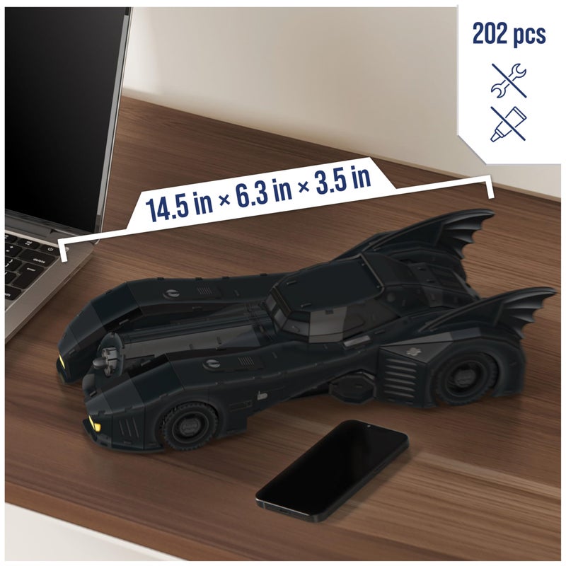 4D Build مجموعة نموذج 3D لسيارة باتمان ريترو باتموبيل 4D مع قاعدة، مقتنيات باتمان وزينة مكتبية، لغز للبالغين، ألعاب بناء، 202 قطعة، ألغاز 3D، أفكار هدايا للأعمار من 12 سنة وما فوق - Image 2