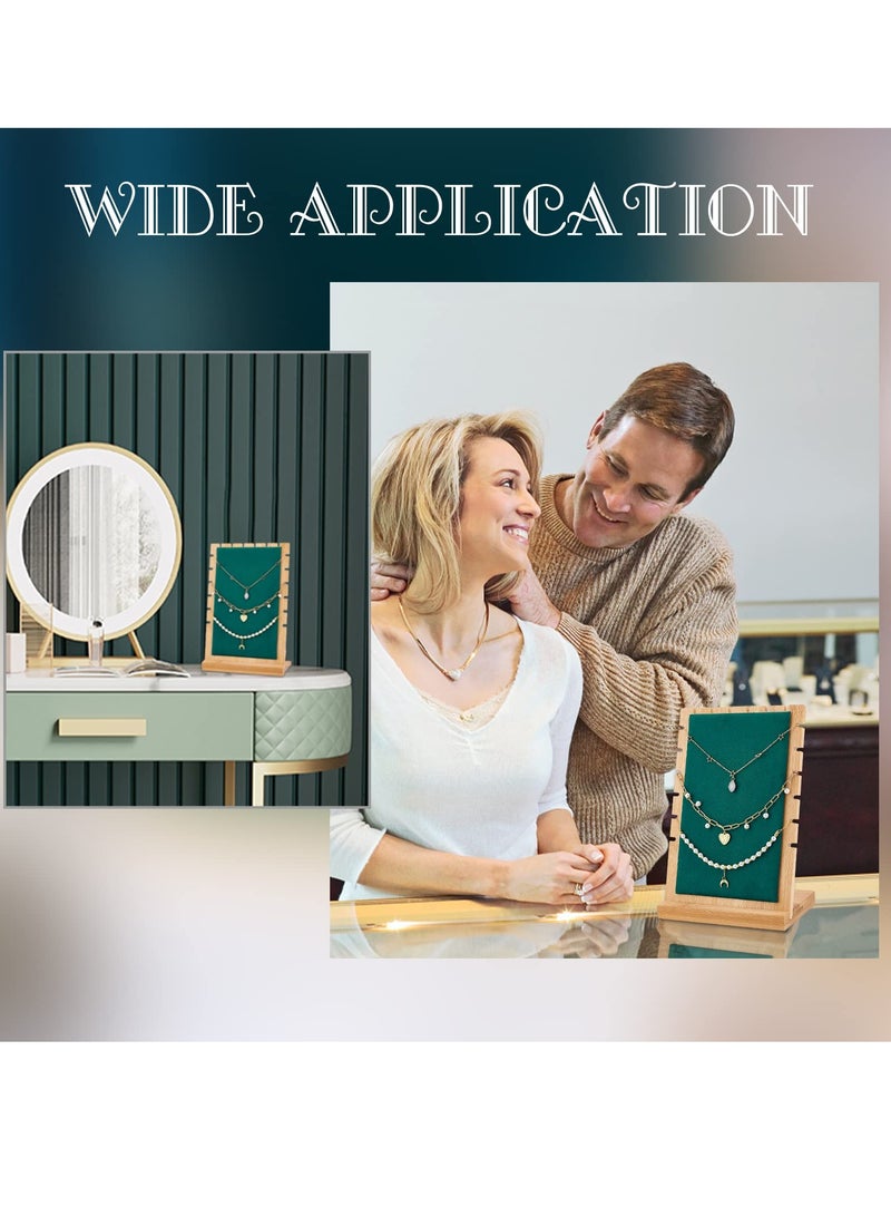 Excefore Necklace Jewelry Display Stand, Slots Lightweight Wooden Necklace Display Holder with Leather Soft Mat, Long Chain Jewelry Organizer, Bracelet Display Board for Pendant Necklace - Image 3