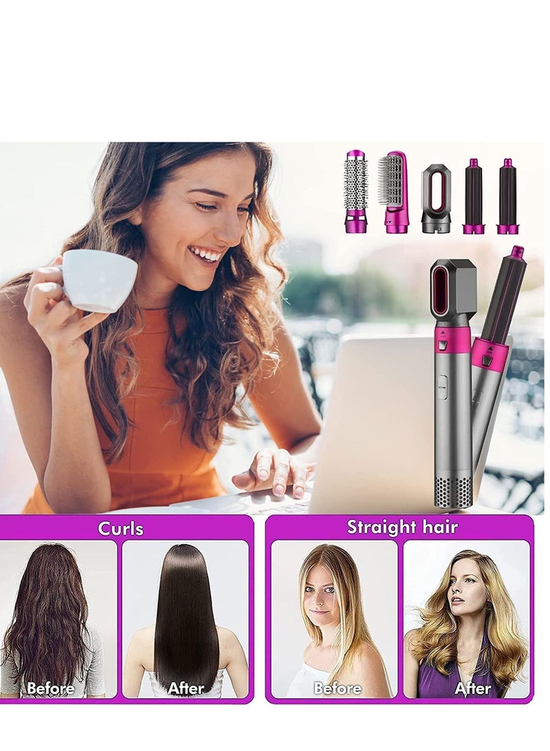 5 in1 Hot Air Brush, One-Step Hair Styling Tools Electric Hair Hot Brush, Muti-Styler for Straightener, Curling Drying - Image 3