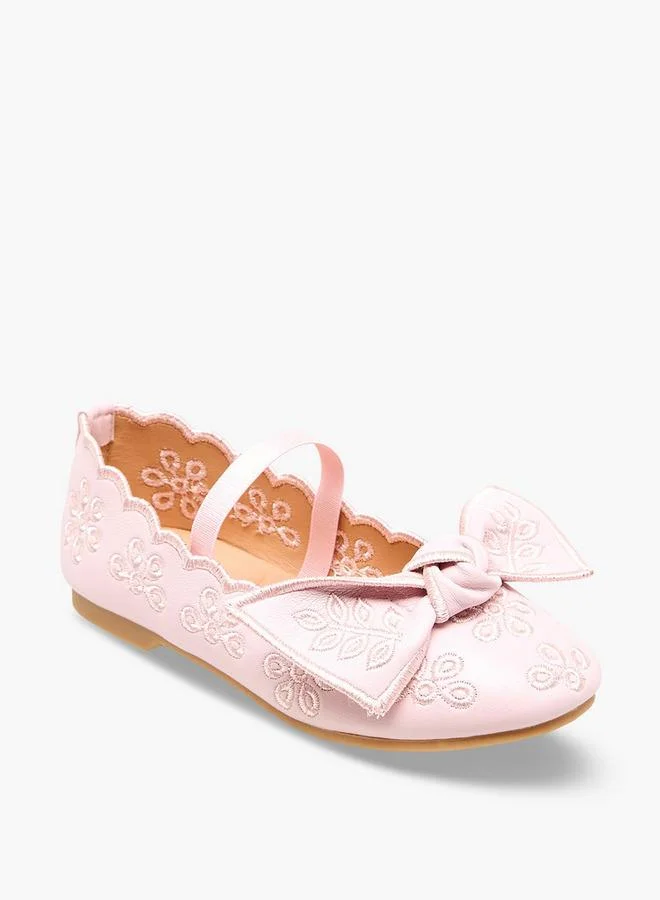 جونيورز Girls Embroidered Bow Detail Ballerina Shoes