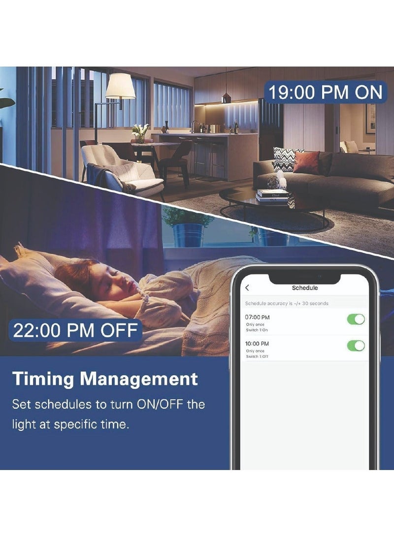 SASKA Smart Tuya Wifi Touch Light Switch (SJ-A1) Smartlife App Remote Control, Timing Function Voice Control Compatible with Google Home - No Neutral No Hub Needed (2 Gang, White) - Image 5