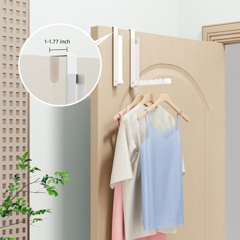 BAKON Over The Door Hanger Folding Clothes Drying Rack, Folding Hanging Coat Rack for Indoor Laundry Room Compact Small Space Foldable Portable Clothing Hanger Hook Collapsible- 4 Pack(White) - Image 2
