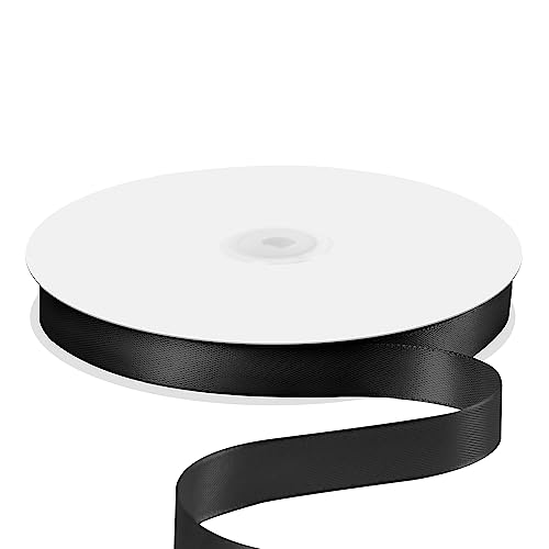 Quhora 58 x 100 Yards Satin Ribbon  Black Silk Ribbon with Spool  Ideal for Gift Wrapping Floral Bouquets Crafts Wedding Party Decorations Christmas and Sewing Projects