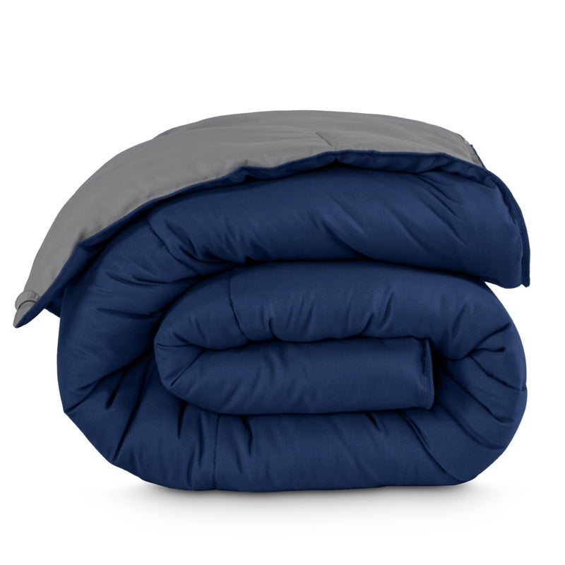 Bare Home King/California King Comforter - Reversible Colors - Goose Down Alternative - Ultra-Soft - Premium 1800 Series - All Season Warmth - Bedding Comforter (King/Cal King, Dark Blue/Grey) - Image 1