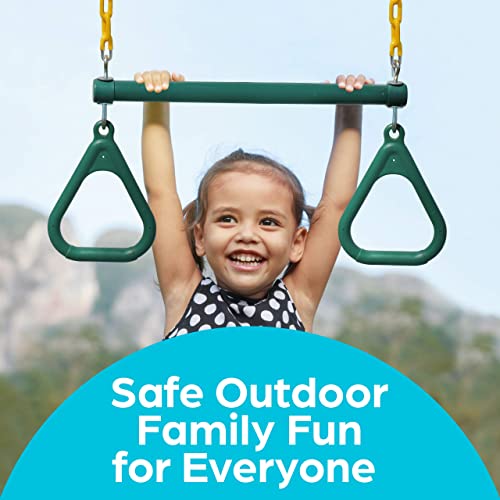 Jungle Gym Kingdom Swing Sets for Backyard, Monkey Bars & Swingset Accessories - Set Includes 18" Trapeze Swing Bar & 48" Heavy Duty Chain with Locking Carabiners - Outdoor Play Equipment (Green) - Image 2