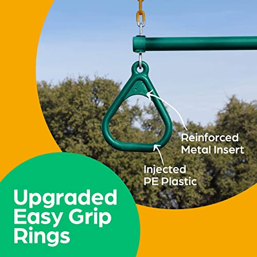 Jungle Gym Kingdom Swing Sets for Backyard, Monkey Bars & Swingset Accessories - Set Includes 18" Trapeze Swing Bar & 48" Heavy Duty Chain with Locking Carabiners - Outdoor Play Equipment (Green) - Image 5