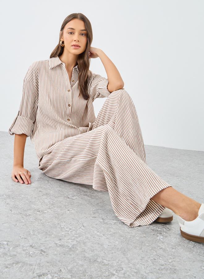 Women's striped set shirt and trousers