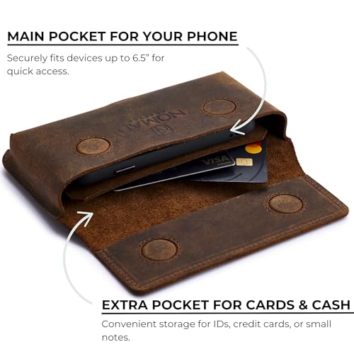 NomadCraftsCo. Genuine Leather Horizontal Phone Holster for Men, Horizontal Cell Phone Holder for Belt w/Magnet Closures, Handcrafted Cellphone Case for iPhone and Smartphones - Image 4