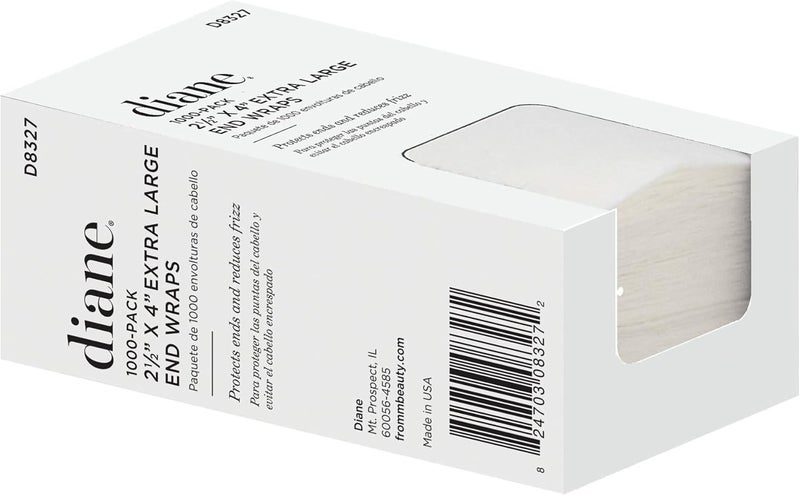 Diane by Fromm Jumbo End Wraps - 1000 Large White Wraps for Hair Styling - 2.5” x 4” - Image 4