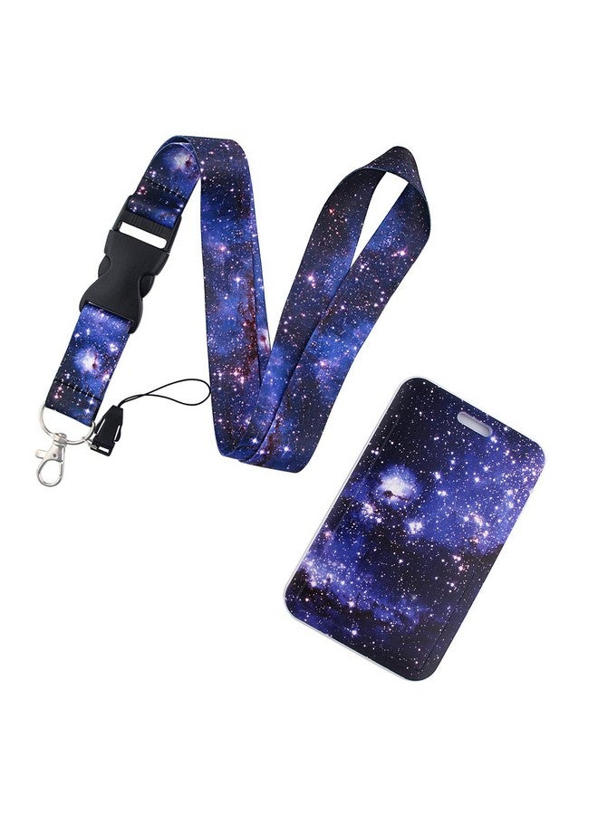 DMLSKY Galaxy Lanyard With Id Badge Holder For Women Teen Girls, Charm Hard Shell Card Case Name Badge Fabric Neck Detachable Lanyard For Work - Image 1