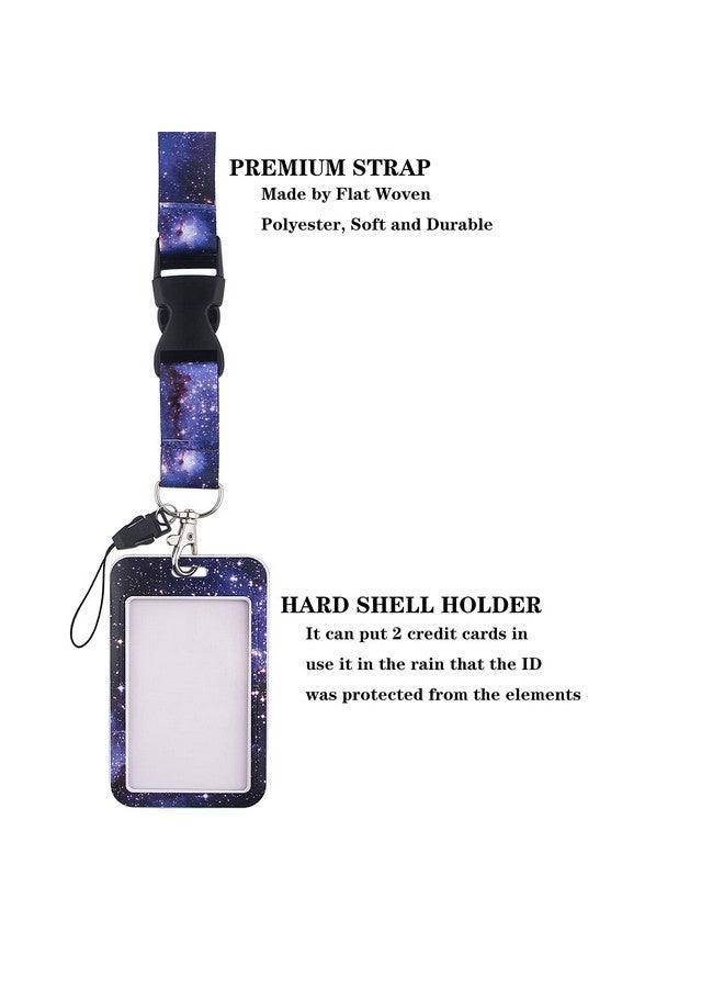 DMLSKY Galaxy Lanyard With Id Badge Holder For Women Teen Girls, Charm Hard Shell Card Case Name Badge Fabric Neck Detachable Lanyard For Work - Image 2