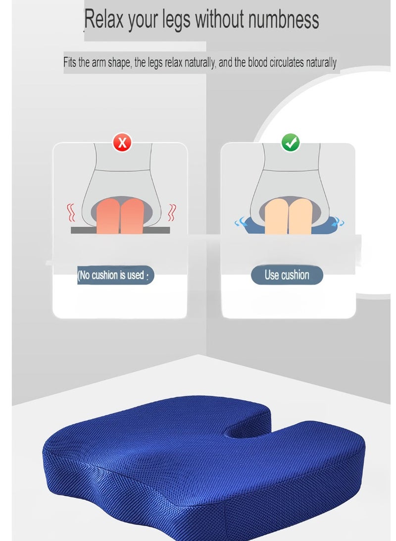 AROAQ Seat Cushion, Orthopedic Chair Pad Pain Relief Memory Foam Cushion,  Ergonomic U Shape Design Non-slip Cooling Gel Pad Seat Cushion, For Back Pain Relief, Tailbone Support,(Breathable Sapphire Blue)  - Image 3