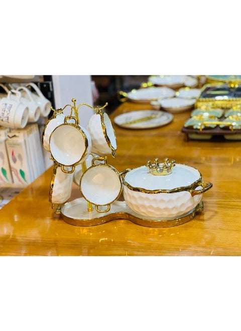 9-piece soup set Porcelain...Porcelain stand