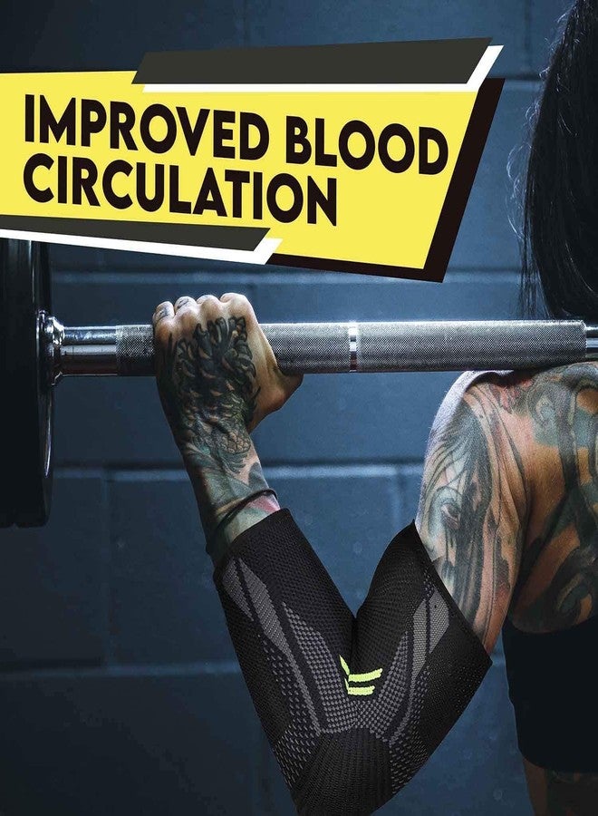 GymWar Elbow Support For Gym 1pc Elbow Band For Pain Relief Tennis Elbow Band For Men & Women Tennis Elbow Support For Badminton Cricket & Sports (Black) (L) - Image 4