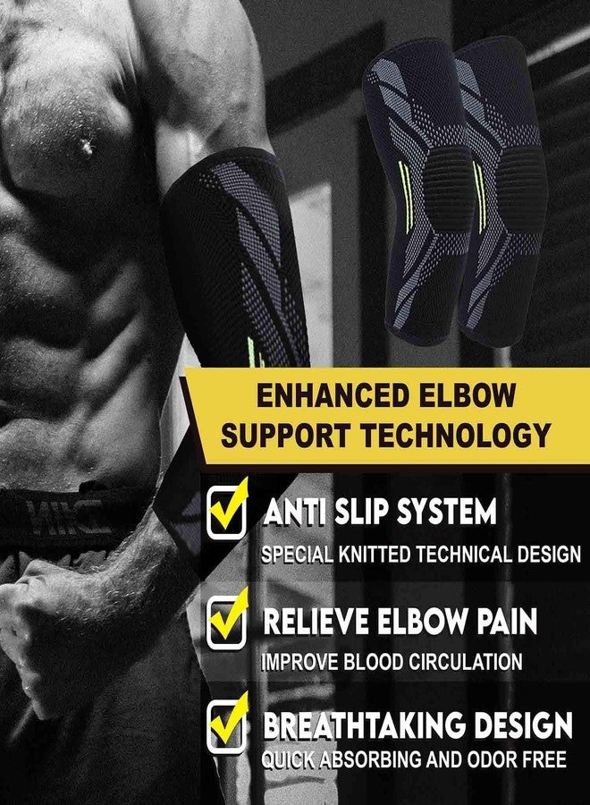 GymWar Elbow Support For Gym 1pc Elbow Band For Pain Relief Tennis Elbow Band For Men & Women Tennis Elbow Support For Badminton Cricket & Sports (Black) (L) - Image 3