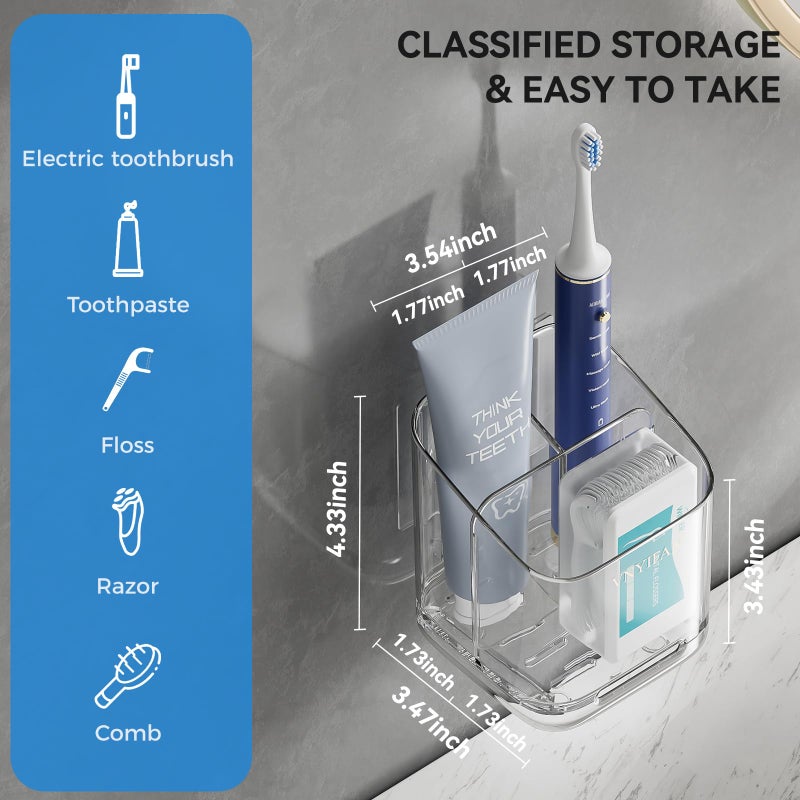 VNYIFAN Toothbrush Holders for Bathrooms, 3 Slots Detachable Electric Toothbrush Holder Wall Mounted with Divider, Removable Tooth Brush and Toothpaste Holder Organizer for Bathroom/Kitchen/Office - Image 2