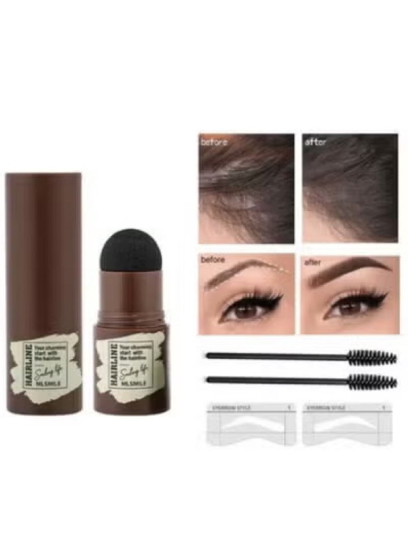 Hairline contour powder, eyebrow stamp, concealer set, waterproof, natural tone, eyebrow powder, hairline powder stick packaging, black, 1 gram per stick. - Image 2